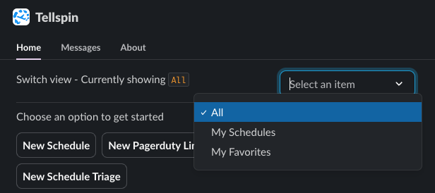 Filter schedules on Tellspin Home